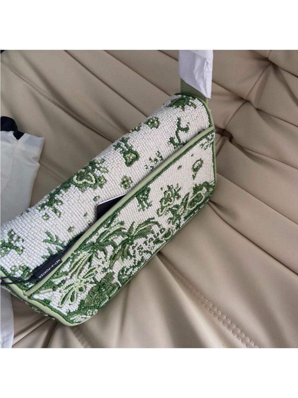 RARE Staud Tommy Beaded Bag - Green and‎ White NWT - Picture 8 of 10